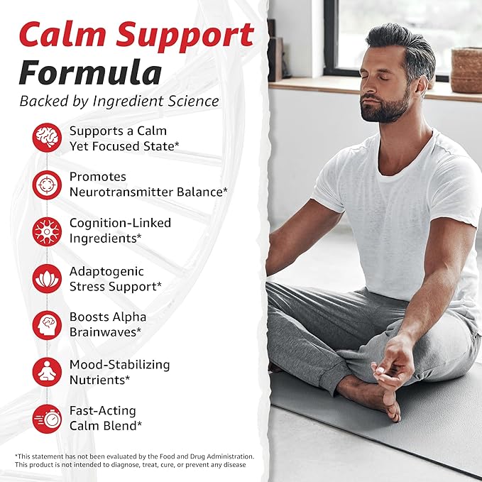 10X Health Calm L Theanine Supplement Liquid Drops - 100mg L'Theanine Drops &amp 100mg GABA Supplements to Support Nerves Calm &amp Stress - Natural Flavor 2.03 Fl oz.