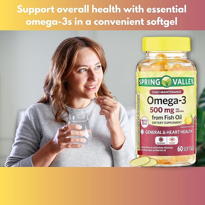 Omega 3 500mg- Fish Oil Softgels 60 Count (Pack of 1)