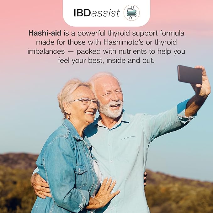 IBDassist™ Hashi Aid Thyroid Support for Women &amp Men - Thyroid Supplement for Hashimoto's Disease &amp Hypothyroidism* - Packed with Ashwagandha Selenium Zinc Essential Vitamins &amp More - 3
