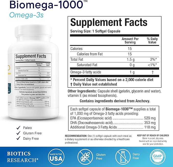 Biotics Research Intenzyme Forte Proteolytic Enzymes for Protein Digestion Immune &amp Circulatory Support + Biomega-1000 Omega-3 Fish Oil for Heart Brain &amp Immune Health – 100 tabs &amp 90 So