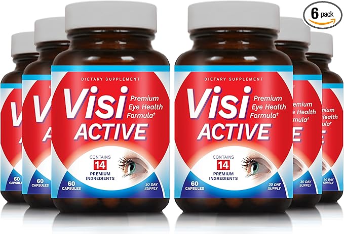 Vision Support Supplement - Eye Health Formula with L-Tartrate Resveratrol Blueberry Extract Vitamins A C D &amp 11 Ingredients for Vision Support - 60 Capsules/Bottle - 6 Pack