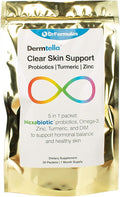 DrFormulas Dermtella Clear Skin Support Packs | Pills with Zinc Probiotics &amp DIM | Supplements for Women Teens &amp Men with Nexabiotic Probiotics Turmeric Fish Oil 1 Month Supply