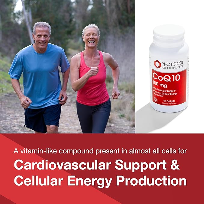 PROTOCOL FOR LIFE BALANCE CoQ10 100mg - with Vitamin E &amp Soy Lecithin - CoQ10 Supplement - Halal &amp Egg Free - 90 Softgels