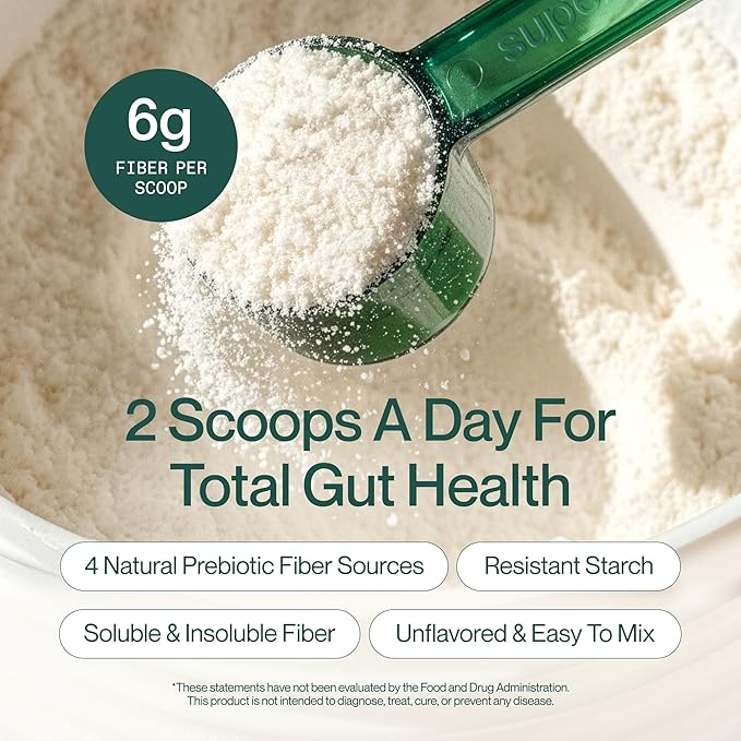Supergut Foundational Daily Fiber Powder Sugar Free &amp Vegan Prebiotic Fiber Blend for Gut Health &amp Digestive Support Supplement for Men &amp Women with Solnul &amp Sunfiber Peach Mango 1