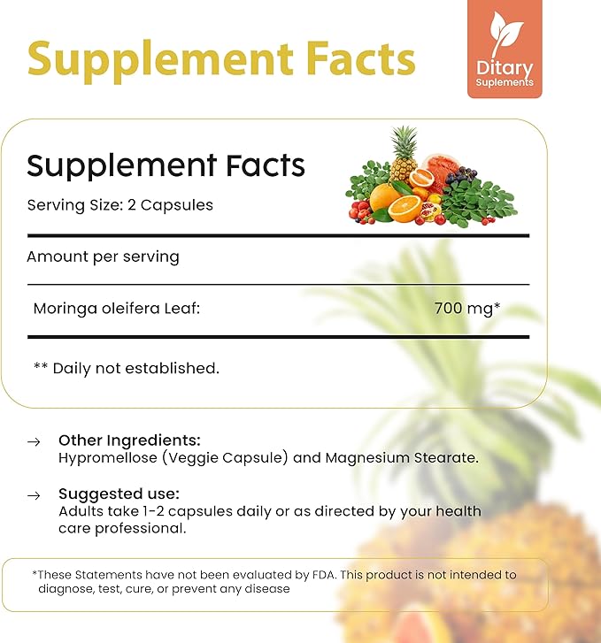Bella All Natural Moringa Capsules 60 Count - Moringa Oleifera Leaf Supplement with Pomegranate &amp Elderberry Flavor Pure Organic Moringa Capsules for Immune Energy &amp Skin Health Support
