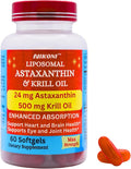 Nikoni Liposomal Astaxanthin 24mg with Kril Oil 500mg Supplement 60 softgels