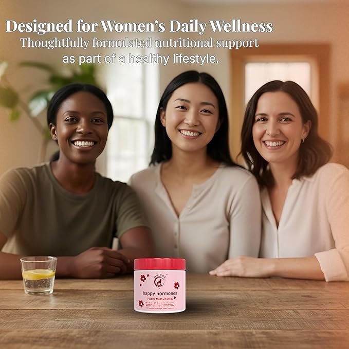 PCOS Multivitamin for Women – Happy Hormones Formula – Myo &amp D-Chiro Inositol 40:1 Omega-3 Vitamin D3 Zinc &amp Magnesium – 120 Vegan Capsules