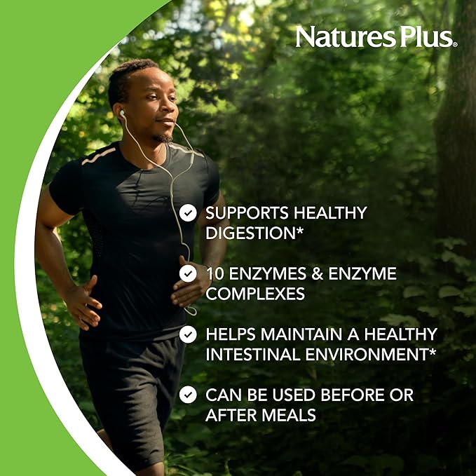 NaturesPlus Acti-Zyme - 90 Capsules - Digestive Enzyme Support Supplement with Probiotics - Promotes Gut Health &amp Digestion - Gluten Free Vegetarian - 45 Servings