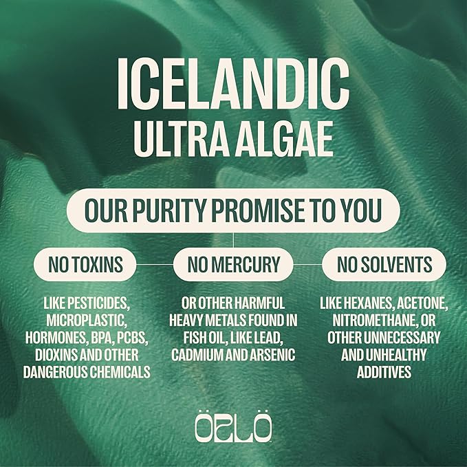Orlo Vegan Omega 3 Algae Oil 1000mg - Natural Icelandic Nordic Omega-3 EPA &amp DHA Supplement - Fish Oil &amp Krill Alternative for Heart &amp Brain – 120 Easy-to-Swallow Burpless Mini Softgels &a