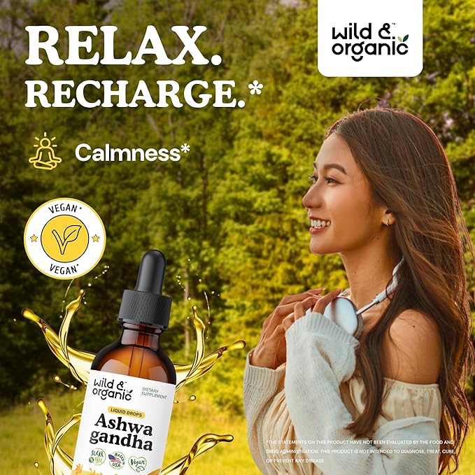 Wild &amp Organic Adrenal Support Tincture 2 fl oz &amp Ashwagandha Tincture 2 fl oz