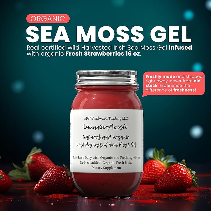 Mixed Berry Acai Organic Fresh Fruit Infused Wild Harvested Irish Sea Moss Gel | Immune and Digestive Support | Vitamin Mineral Antioxidant Supplements | (16oz. Mixed Berry Acai)
