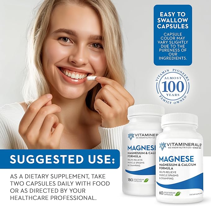 Vitaminerals 10 Magnese® Magnesium Calcium &amp Vitamin D3 Bone &amp Muscle Support 180 Veggie caps