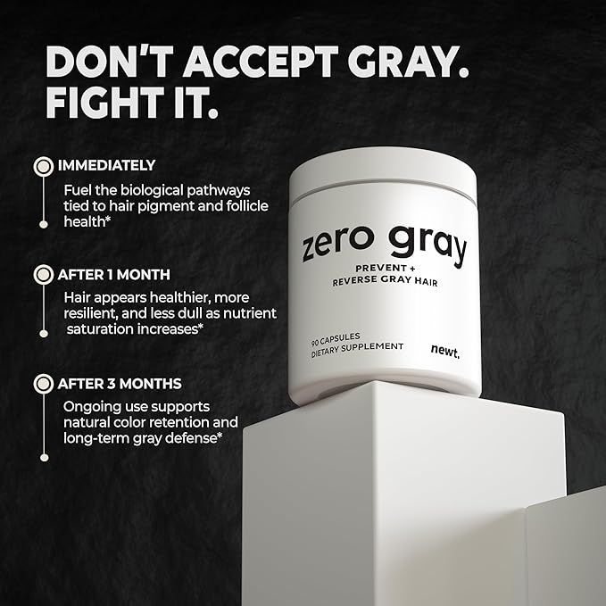 ZERO GRAY™ – Anti Grey Hair Supplements to Reverse Gray Hair Permanently Fast | Restore Natural Color &amp Prevent Grey Hair Growth | Biotin Vitamins Catalase Supplement Men &amp Women | 90 Capsul