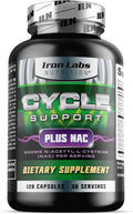 Iron Labs Nutrition: Cycle Support Plus NAC (N-Acetyl-L-Cysteine) - On Cycle Support Supplements for Men - N Acetyl L Cysteine and Milk Thistle (120 Capsules)