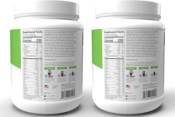 Lean1 Meal Replacement Protein Shake Chocolate Flavor 2-PACK of 15 Serving Tubs