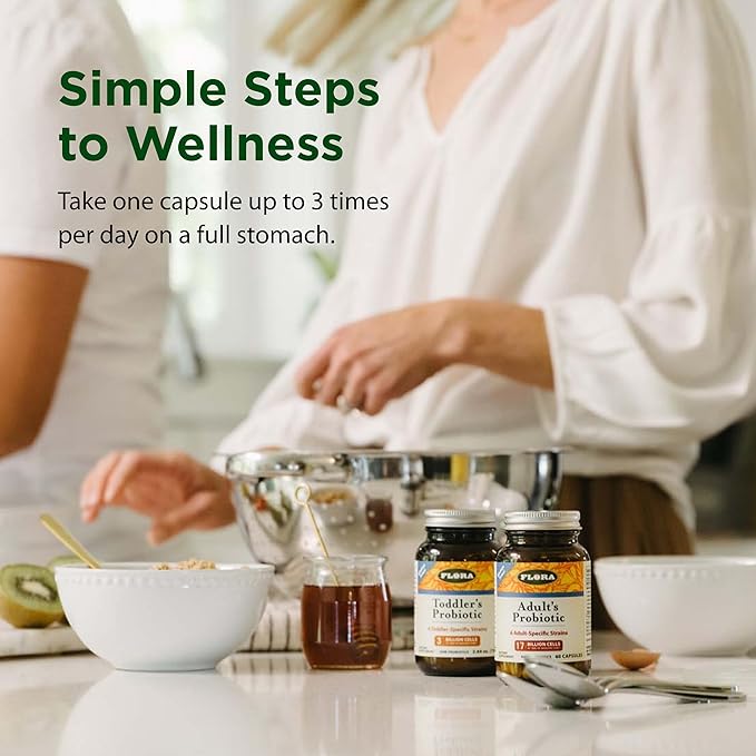 Flora - Adult's Probiotic Blend Six Adult-Specific Strains Gluten Free Raw Probiotic with 17 Billion Cells 120 Vegetarian Capsules