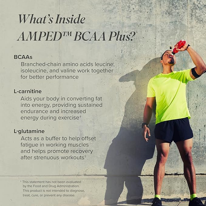 Isagenix Amped BCAA Plus - Help Promote FatBurning and Endurance During Workouts - Raspberry Lemonade Flavor - 9.5 oz Canister - 20 Servings