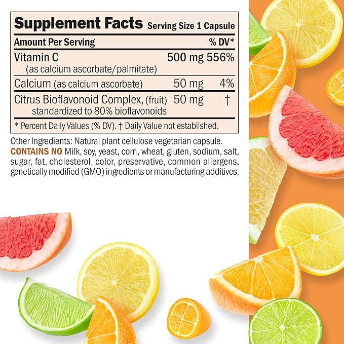 ANDREW LESSMAN Vitamin C 500 Complex 180 Capsules - Non-Acidic Vitamin C Plus Citrus Bioflavonoids for Immune System and Anti-Oxidant Support No Stomach Upset Small Easy to Swallow Capsules