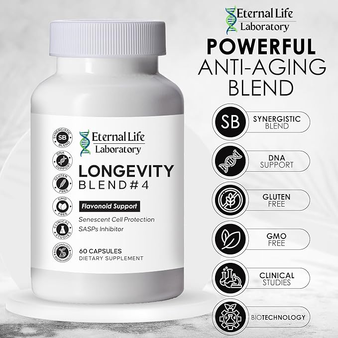 Quercitin Rhodiola Rosea Luteolin and Rutin Longevity Blend #4 Anti-Aging Supplement for Cellular Defense with Immunity and Energy Support Antioxidants