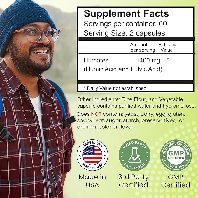 Fulvic Humic Mineral Blend of Plant-Sourced Trace Minerals Electrolytes Gut Health Cognitive &amp Immune Support Pure Vitality Formula for Strength - 120 Capsules