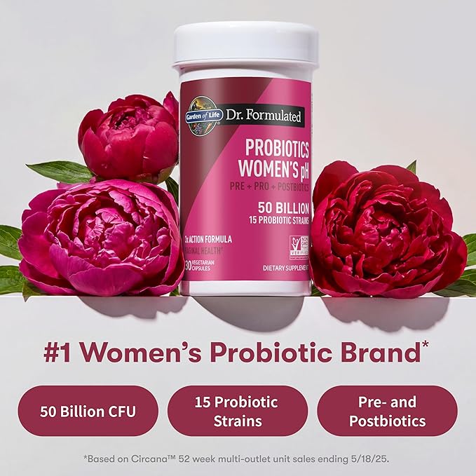 Garden of Life Dr Formulated Once Daily 3-in-1 Complete PrebioticsPostbiotics&ampProbiotics for WomenPRE+PRO+POSTBIOTIC Supplement for Women’s DigestiveImmune&amp Vaginal Health 30 Count (Pack o