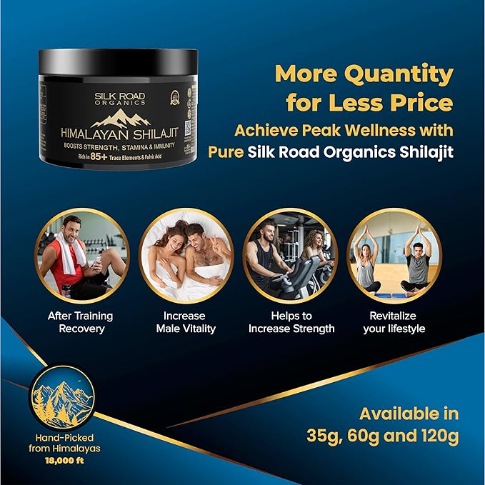 Natural Himalayan Shilajit Hard Resin - 35 gm Organic Shilajit Resin with Fulvic Acid and 85+ Trace Minerals for Metabolism Immunity Energy &amp Focus - Gold Grade Natural Shilajit &amp Measuring