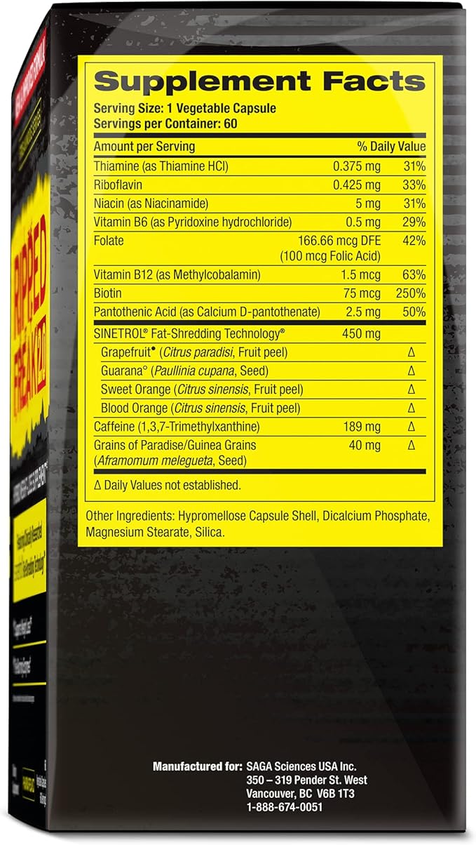 Pharmafreak Ripped Freak 2.0 – Advanced Training Support Complex with Sinetrol® Citrus Polyphenols and B-Vitamins – 60 Capsules (60 Servings)