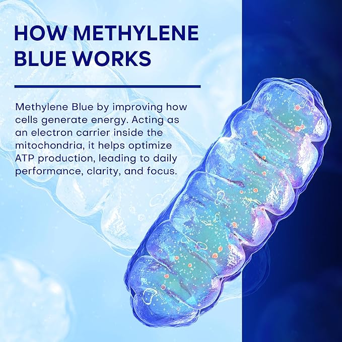 30mg Methylene Blue Capsules Pharmaceutical Grade Methylene Blue Supplement with Vitamin C and Organic Cacao 60 Vegan Capsules