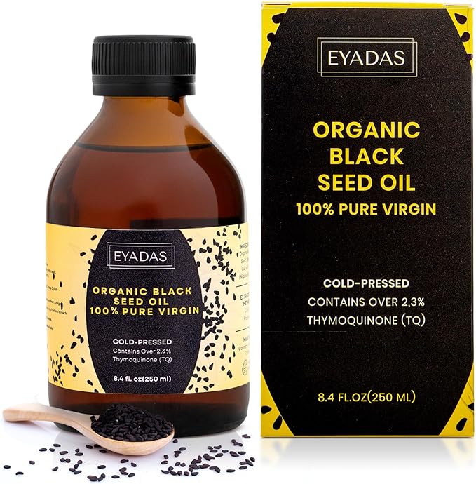Organic Black Seed Oil 8.4 Fl Oz – 100% Turkish Cold-Pressed Nigella Sativa with 3X Thymoquinone – Pure Cumin Extract in Amber Glass Bottle for Immune Hair Skin &amp Overall Wellness