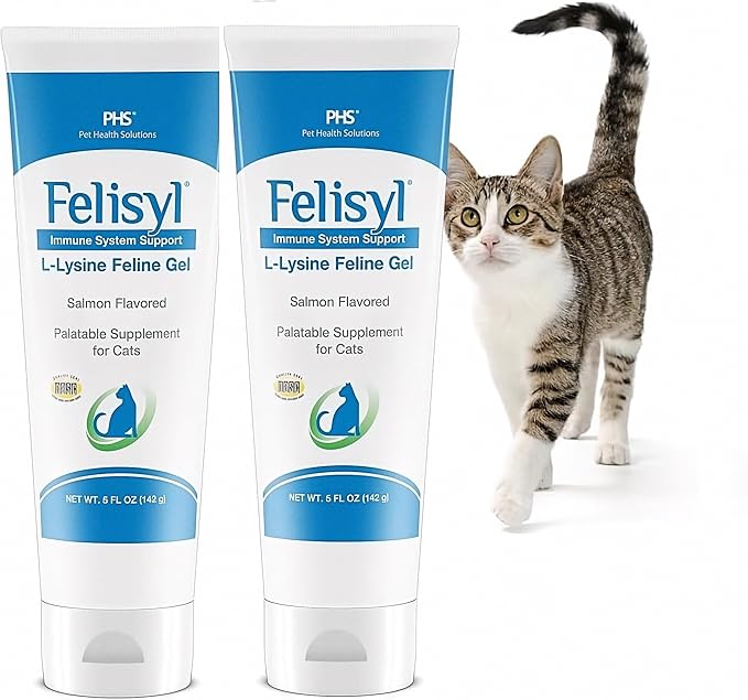 Felisyl L-Lysine Gel for Cats &amp Kittens (5oz) – Immune System Respiratory &amp Eye Health Support. Reduces Sneezing Runny Nose &amp Watery Eyes. Daily Salmon-Flavor Supplement – Made in USA (2