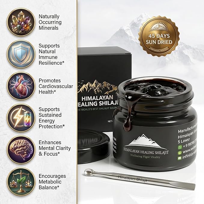 Gold Grade Himalayan Shilajit Resin For Men &amp Women | 500MG Max Potency | Lab Tested 100% Organic Shilajit With 85+ Trace Minerals &amp Fulvic Acid For Focus Energy And Immunity 30 Gram
