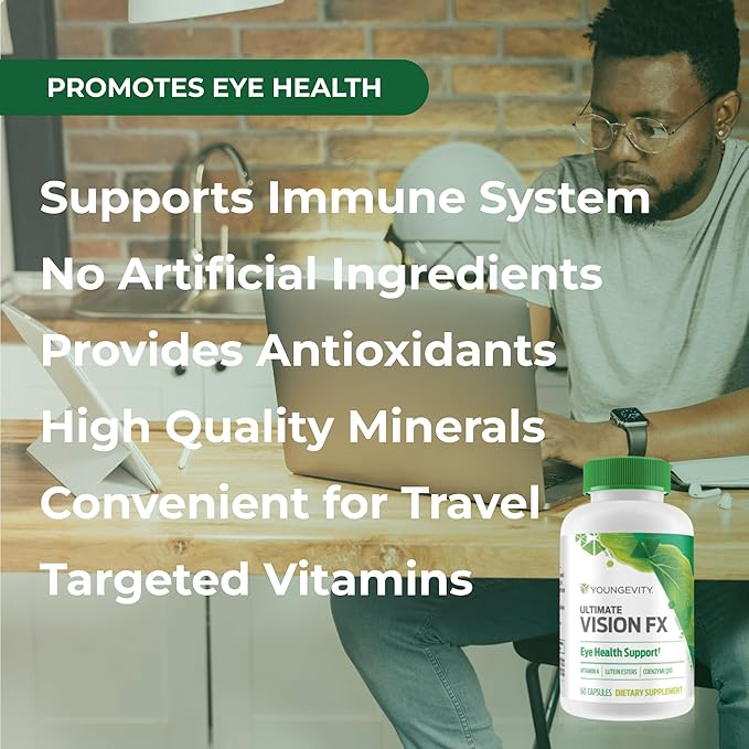 Youngevity Ultimate Vision FX™ - Eye Vitamin &amp Mineral Supplement Blend - Lutein CoQ10 Vitamins A C E Zinc Chromium Selenium for Eye Health (60 Capsules)
