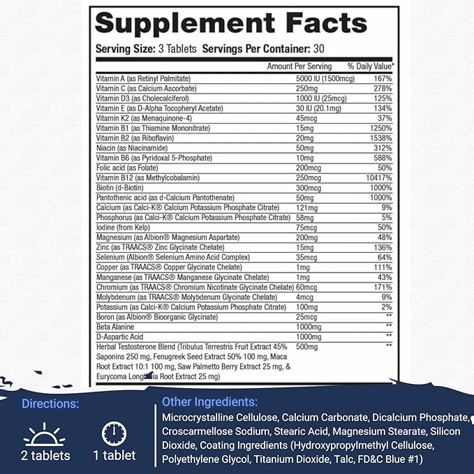 Gaspari Nutrition Anavite XT: Multivitamin and Mineral Complex for Men Enhanced Muscle Growth and Recovery Testosterone Support 90 Tablets