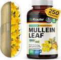 BIO KRAUTER Mullein Capsules 1200 mg 250 Caps - Pure Vegan Mullein Leaf Extract for Lungs - 125 Days of Supply - Lung Cleanse &amp Respiratory Support Supplements - No Fillers Non-GMO