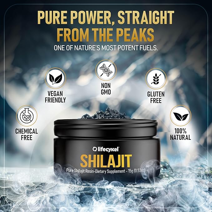 Lifecykel Pure Shilajit Resin – 15g | Wild-Harvested Mineral-Rich Shilajit Supplement for Strength | Third-Party Tested Premium Quality | Natural Flavouring