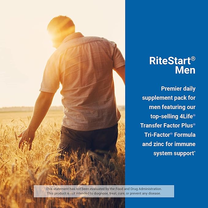 4Life RiteStart Men - Daily Nutritional Pack Supports Immune System Health - Daily Supplement Formula with Vitamin C D and Zinc - 30 Packets