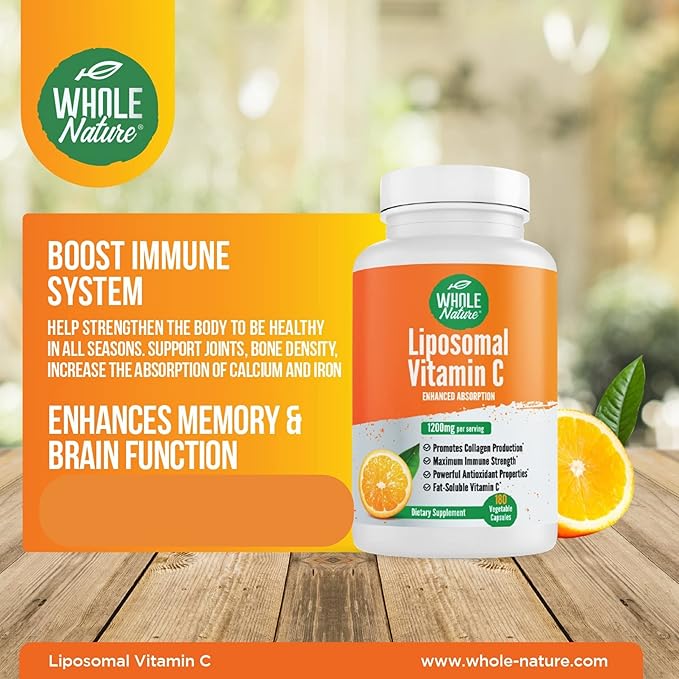 Liposomal Vitamin C Supplement Pills 1200 mg - High Absorption 180 Vegan Capsules Fat Soluble Vit C Maximum Strength Immunity Support &amp Collagen Booster Sunflower Lecithin  lypo spheric (2)