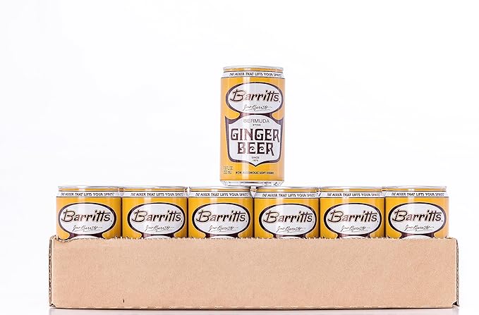 Barritt's Ginger Beer Original Ginger Beer Non-Alcoholic Soda Cocktail Mixer 7.5 fl oz Cans 24 Pack Mini Gluten Free