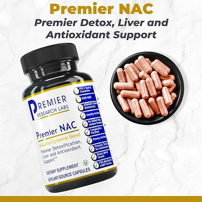 Premier Research Labs Premier NAC - NAC Supplement N-Acetyl Cysteine N-Acetyl-L-Cysteine Liver &amp Immune Support 300mg NAC Per Capsule - 60 Vegetarian Capsules