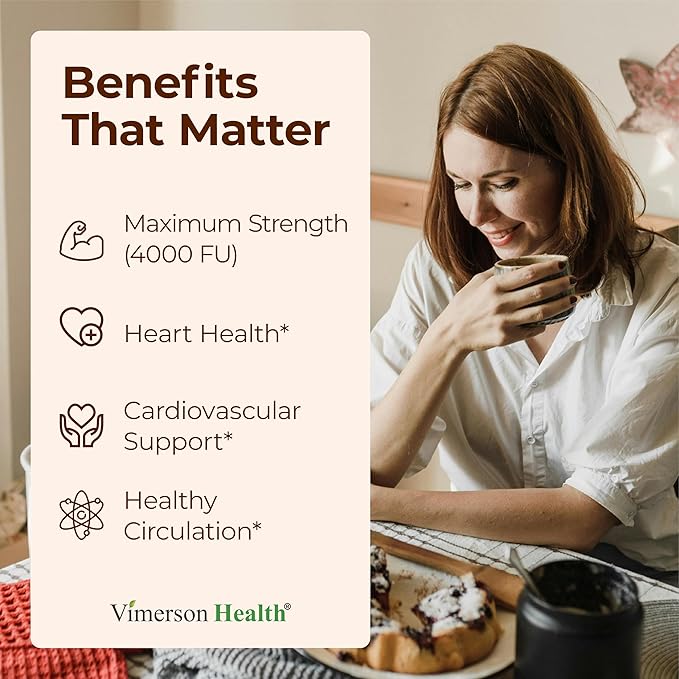 Nattokinase Supplement - Heart Health Supplements with Nattokinase 4000 FU - Max Strength Circulation Supplements - Systemic Enzymes for Healthy Circulation &amp Smooth Flow. Non-GMO &amp Vegan. 60