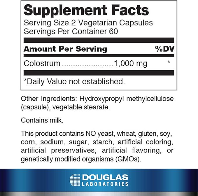 Douglas Laboratories Colostrum | 100% Pure New Zealand Supplement for Immune Support Antioxidants Anti Aging GI Balance and Gastrointestinal Health* | 120 Capsules
