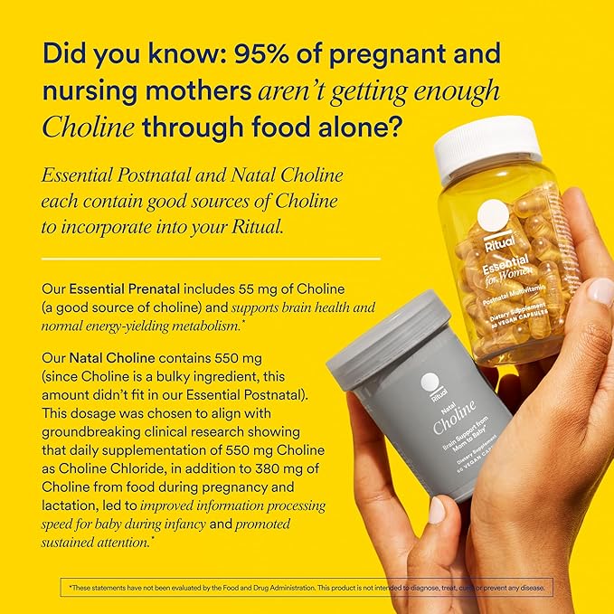 Ritual Postnatal Multivitamin for Women - Key Essential Vitamins and Minerals to Support Mom and Baby Postpartum and Throughout Lactation* - Choline Omega-3 DHA - Citrus - 60 Capsules - 30 Servings