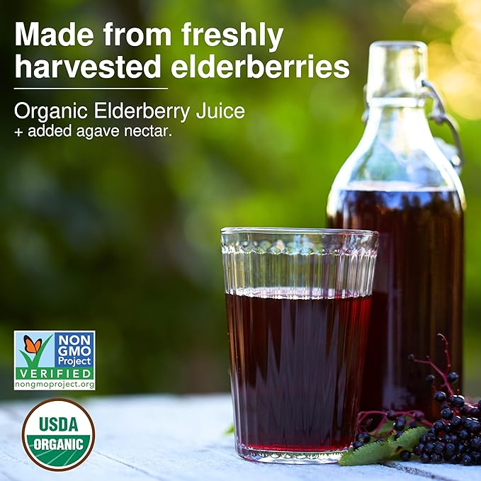 Biotta Organic Elderberry Juice - Naturally Sweetened Fruit Juice For Optimal Immune Support Function - With Immunity Boosting Elderberries - Good Source of Potassium (16.9 Fl Oz Pk of 6)