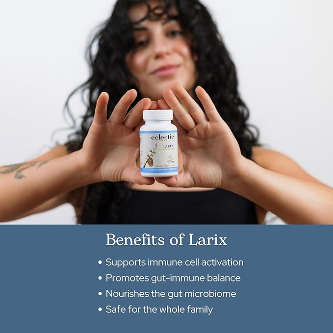 Eclectic Institute Raw Freeze-Dried Non-GMO Larix Capsules | Immune Respiratory and Ear Support | 100 CT (400 mg)