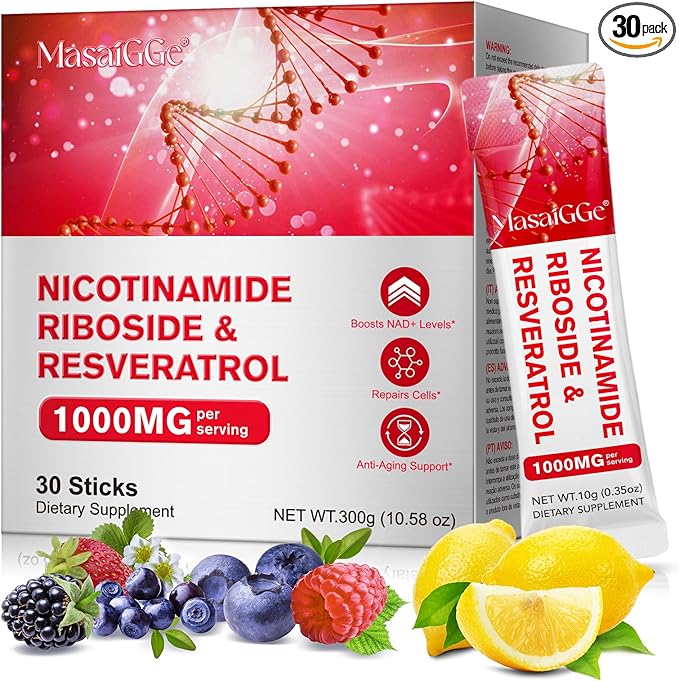 NAD 1000mg Liquid 30 Packets NAD Liquid Supplement NAD Supplements for Women Premium Nicotinamide Riboside &amp Resveratrol Boosts Cellular Energy