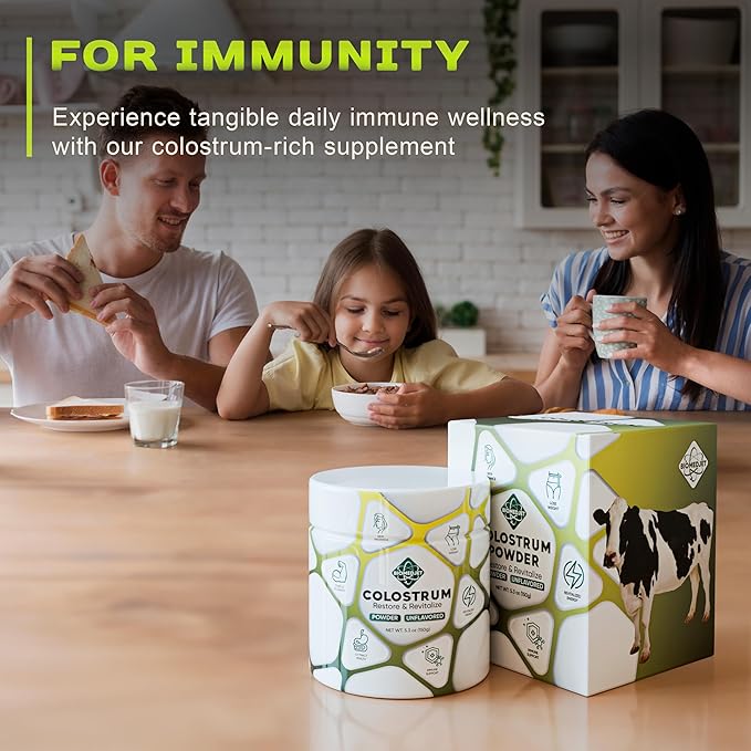 Colostrum Supplement Powder-for Immune Support Gut Health-Muscle Recovery &amp Wellness-Natural IgG-Pure Whole Bovine Superfood-Unflavored-75 Servings