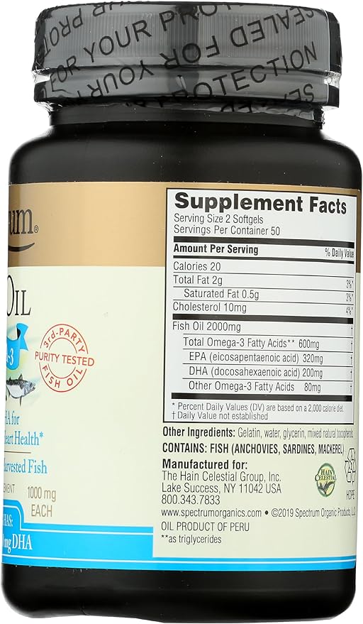 Spectrum Essentials Fish Oil 1000 mg 100 Softgels
