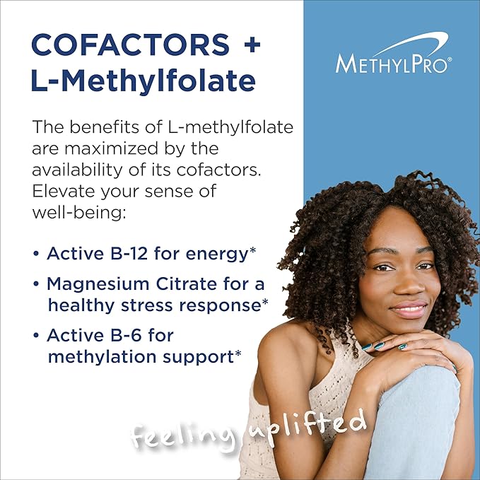 MethylPro Cofactors + L-Methylfolate 15 mg - Supports a Healthy Mindset - Vitamins B6 B12 &amp Magnesium - Active Folate for Methylation Support &amp Biochemical Reactions - 30 Servings - 30 Capsul