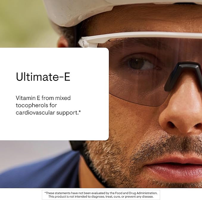 THORNE - Ultimate-E - Vitamin E Supplement from Mixed Tocopherols - Fat-Soluble Antioxidants for Cardiovascular Support* - Third-Party Certified - Gluten Dairy &amp Soy-Free - 60 Softgels