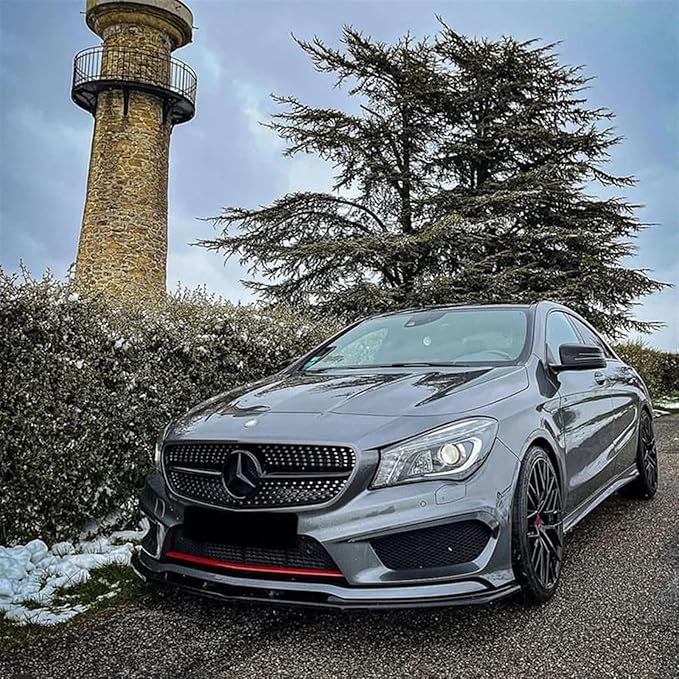 DYXN Front Bumper Lip Splitter Trim Under Chin Spoiler Compatible for Benz CLA Class C117 CLA200 260 CLA45 AMG 2013-2015(Carbon Look)